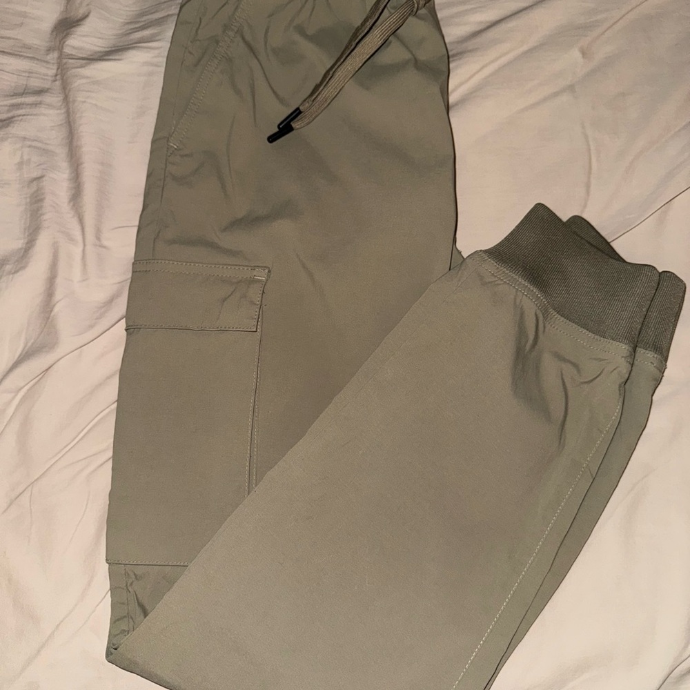 H&M Tan Cargo Pants with Slim Fit and Elastic Cuffs